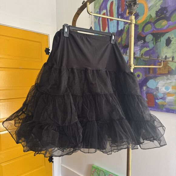 Black Nylon 24W Petticoat Dress Slip Square Dance Tutu Hannah Nikole - Picture 2 of 5